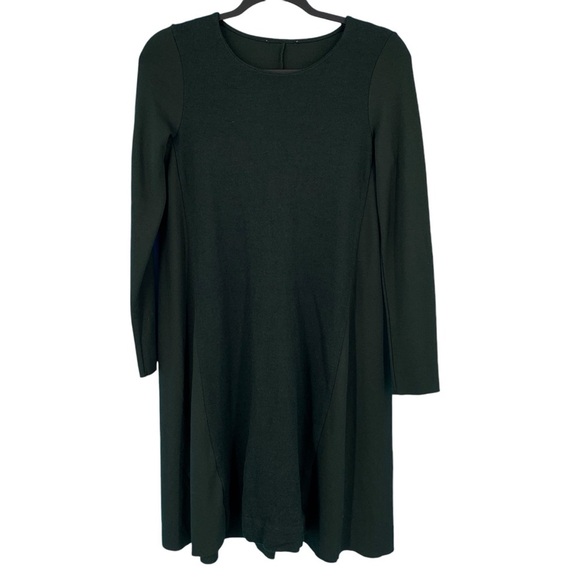 COS Shift Dress Womens Small Green Long Sleeve Wool Blend Jersey Swing Fall - Picture 1 of 7